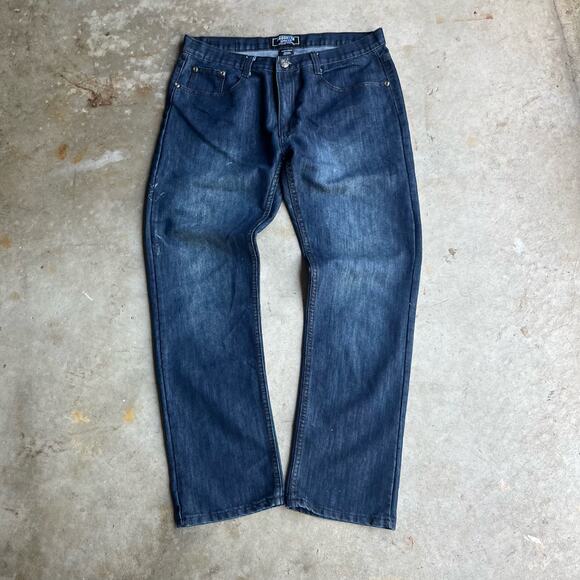 y2k 2000s brooklyn‎ express cybergrunge drainer dark wash loose fit jeans - Picture 1 of 6
